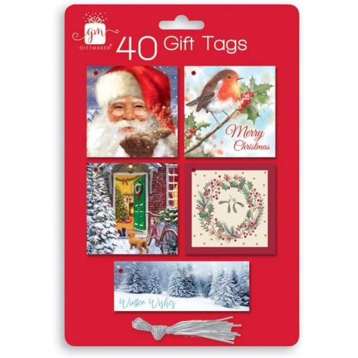 IGD Giftmaker Traditional Christmas Tags - Pack of 40