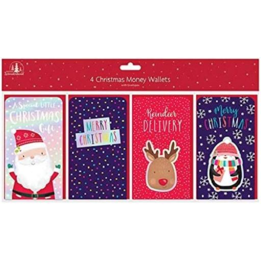 Tallon Festive Wonderland Cute Christmas Money Wallets - Pack of 4