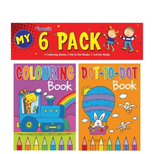 Squiggle A6 Colouring & Activity Book Set - Pack of 6