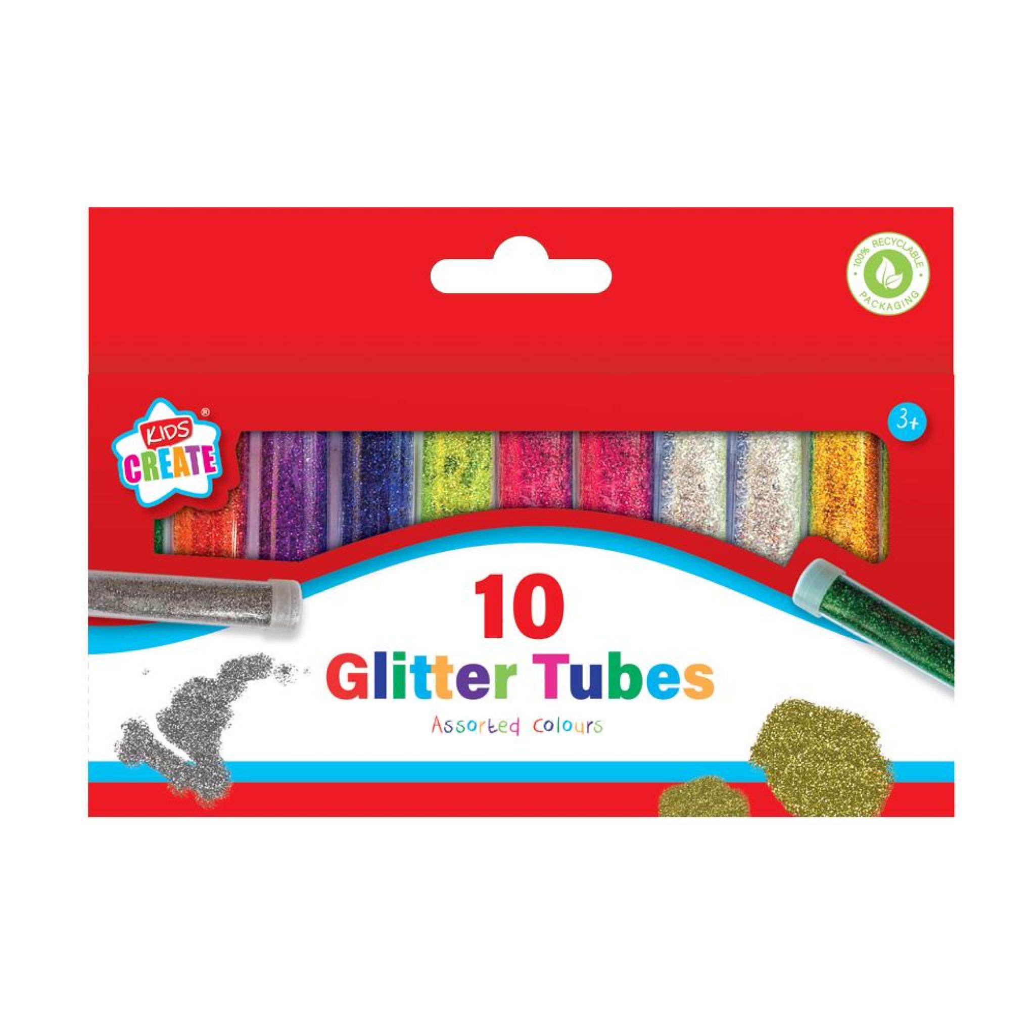 Kids Create Glitter Tubes Assorted Colours Pack of 10