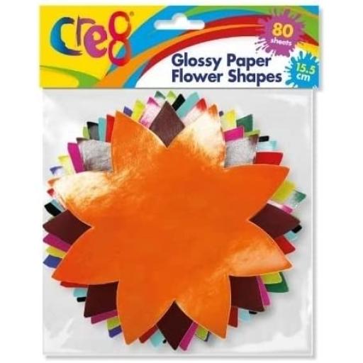 Cre8 Glossy Paper Flower Shapes - 80 Sheets