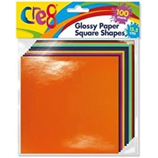 Cre8 Glossy Paper Squares 15.5cm - 100 Sheets