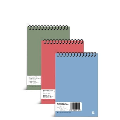 U. Spiral Notepads 15x11cm Assorted Bright Colours - Pack of 4