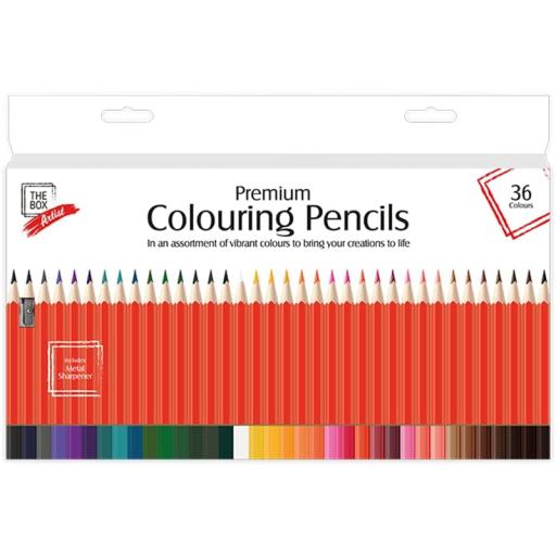 The Box Premium Artist Colouring Pencils & Sharpener Set - Box of 36