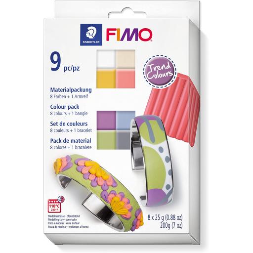 Staedtler Fimo Trend Colours 8 x 25g Half Blocks & 1 Bangle Set
