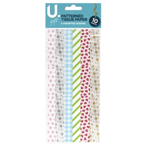 Martello Patterned Tissue Paper, Assorted Designs - Pack of 10 Sheets