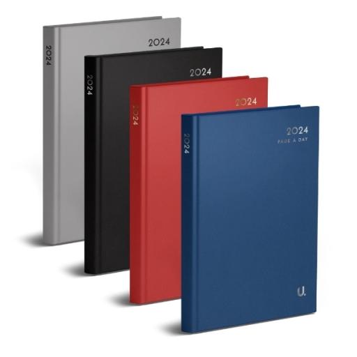 Martello A4 Page a Day 2024 Diary, Assorted Hardback Classic Colours X1