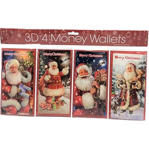 North Pole Trad Santas Christmas Money Wallets - Pack of 4
