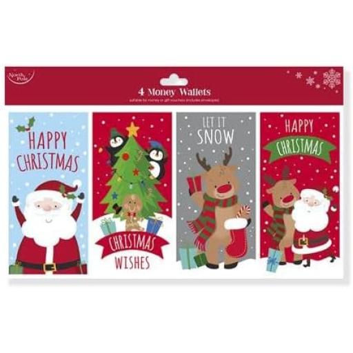 Eurowrap North Pole Cute Christmas Money Wallets - Pack of 4