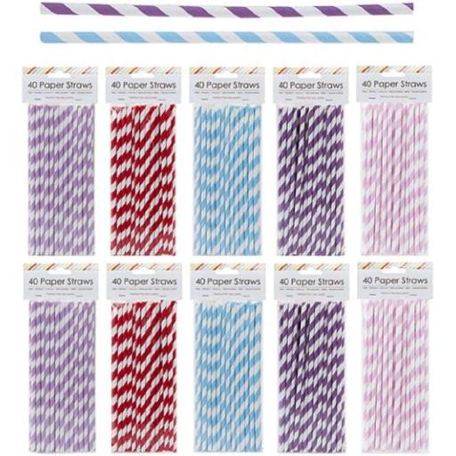 PMS Assorted Paper Straws - Pack of 40