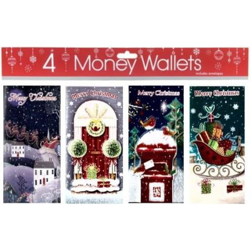Tulip 3D Christmas Money Wallets Christmas Night  - Pack of 4