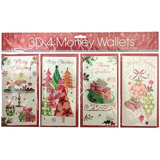 Tulip 3D Christmas Money Wallets Contemp Stylish  - Pack of 4