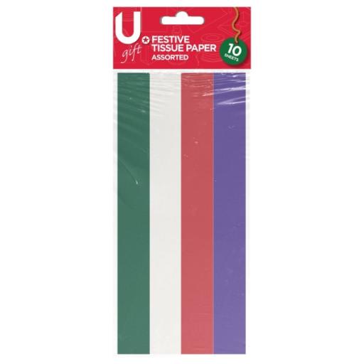 Martello Patterned Tissue Paper, Assorted Festive Colours - Pack of 10 Sheets