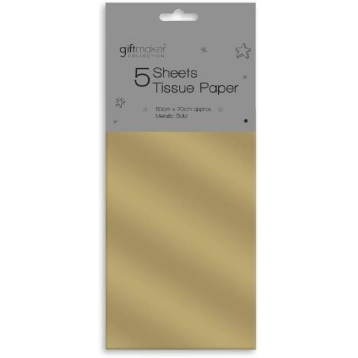 Giftmaker Gold Tissue Paper 50x70cm Sheets - Pack of 5