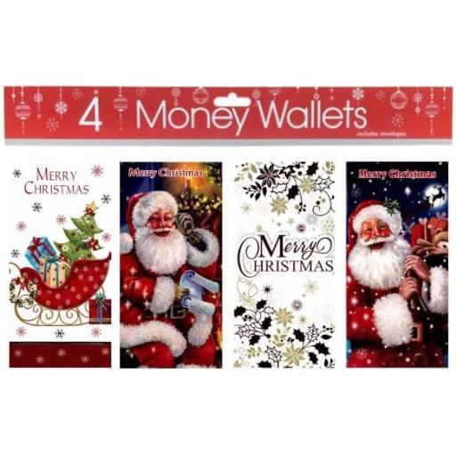 Tulip Christmas Money Wallets Traditional Designs - Pack of 4