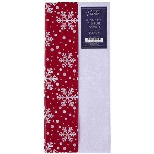 Partisan Xmas Christmas by Violet 50x66cm Tissue Paper, Red & White - 6 Sheets