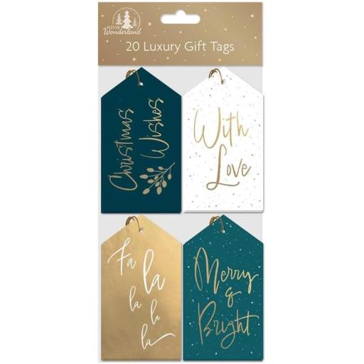 Tallon Luxury Christmas Gift Tags, Green & Gold - Pack of 20