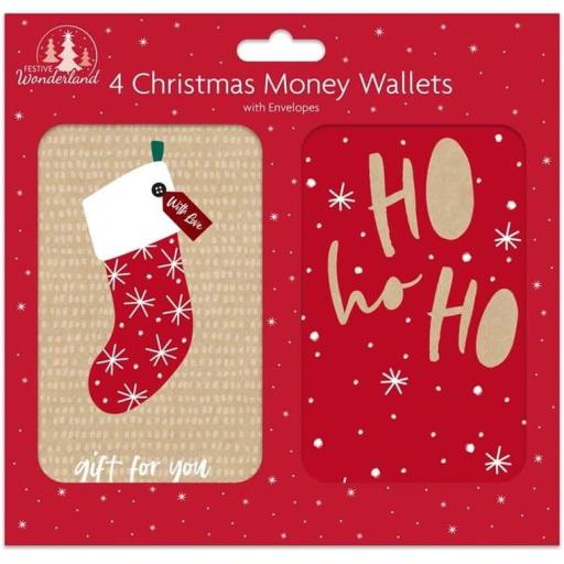 Tallon Christmas Xmas Money Wallets Kraft - Pack of 4