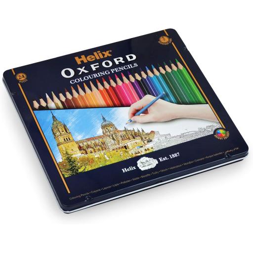Helix Oxford Colouring Pencils in Metal Tin - Pack of 24