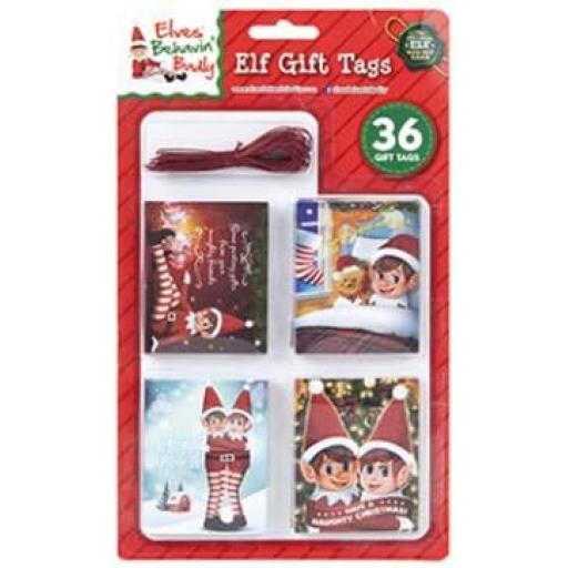 PMS Elves Behaving Badly Xmas Tags - Pack of 36