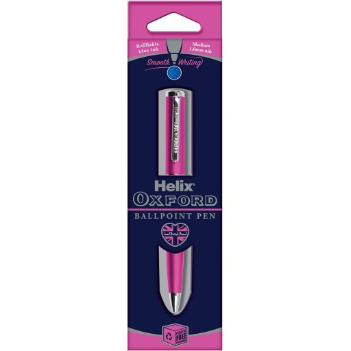 Helix Oxford Premium Ballpoint Pen - Pink (Blue Ink)