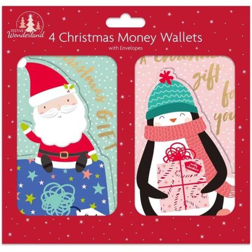 Tallon Christmas Xmas Money Wallets Cute - Pack of 4