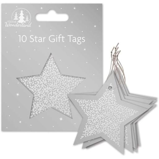 Tallon Christmas Gift Tags, Silver Star - Pack of 10