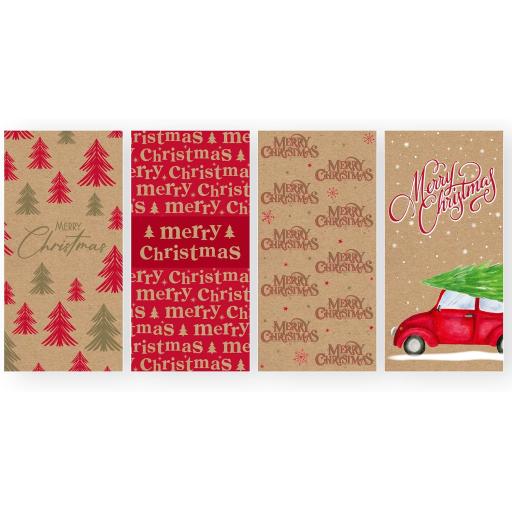 Eurowrap North Pole Kraft Style Money Wallets - Pack of 4