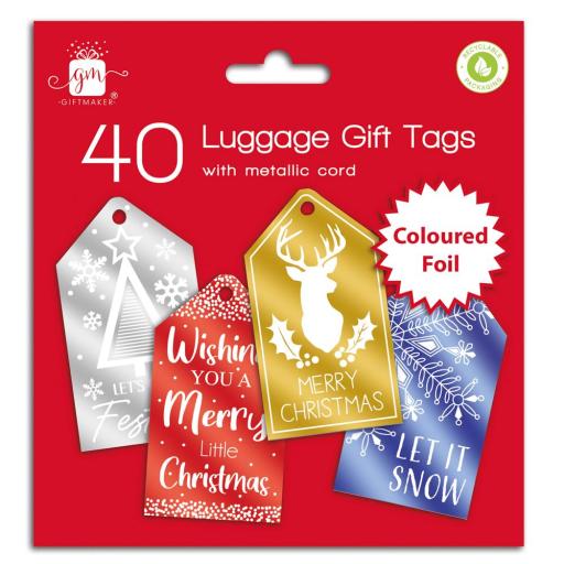 IGD Giftmaker Christmas Luggage Tags Foil - Pack of 40