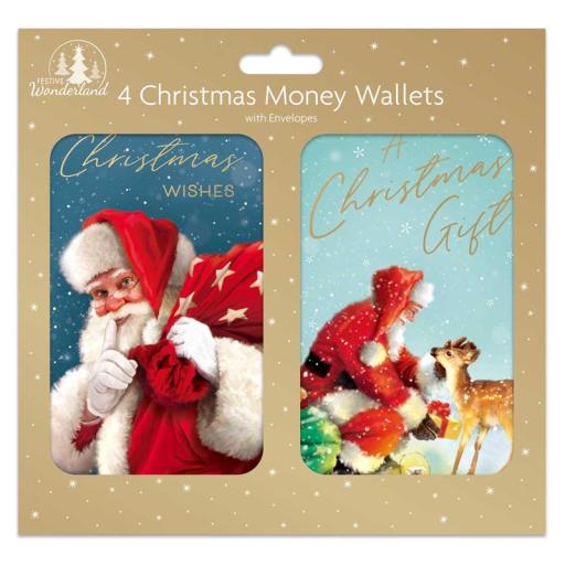 Tallon Christmas Xmas Money Wallets Traditional - Pack of 4