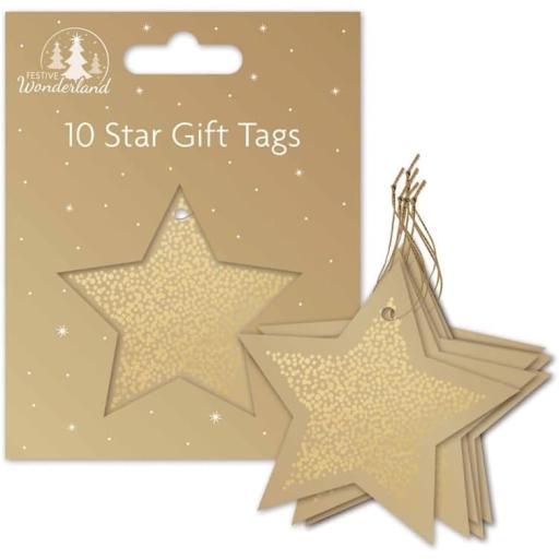 Tallon Christmas Gift Tags, Gold Star - Pack of 10