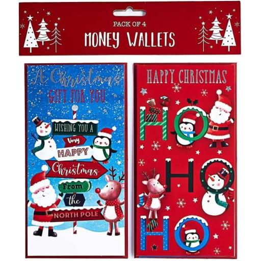 Partisan Christmas Money Wallets, North Pole Kids - Pack of 4