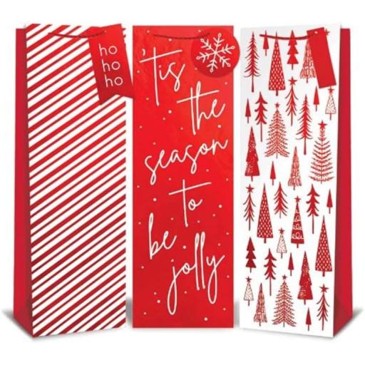Tallon Christmas Bottle Bag, Red Foil Designs - Pack of 12