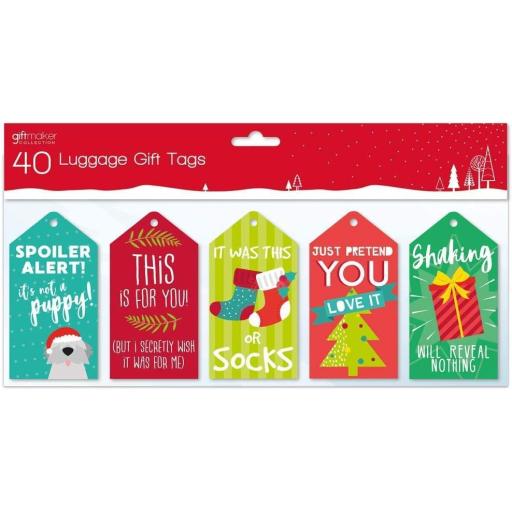 IGD Giftmaker Christmas Luggage Honest Slogans - Pack of 40