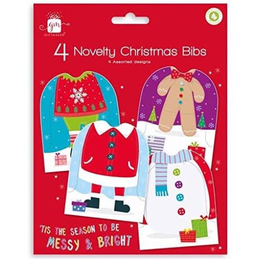 Giftmaker Collection Novelty Christmas Bibs - Pack of 4