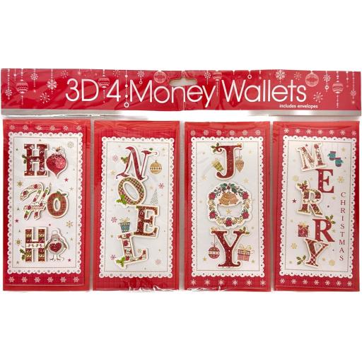 Tulip 3D Christmas Money Wallets Letters - Pack of 4