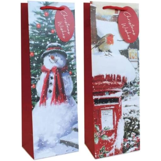 Tallon Christmas Bottle Bag, Traditional Designs - Pack of 12