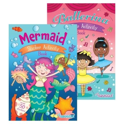 Squiggle A4 Mermaid & Ballerina Sticker Activity Books - Set of 2