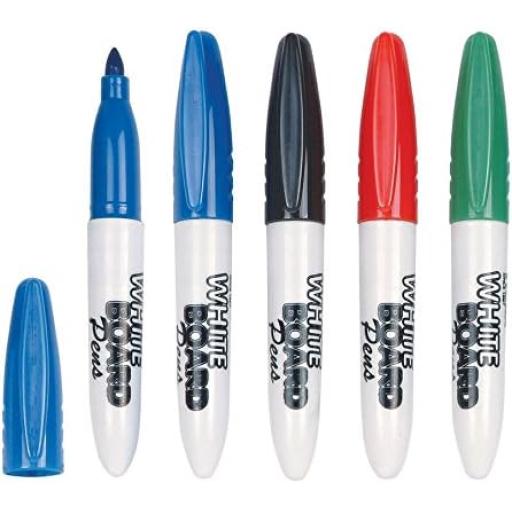 Helix Mini Whiteboard Pens, Assorted Colours - Pack of 4