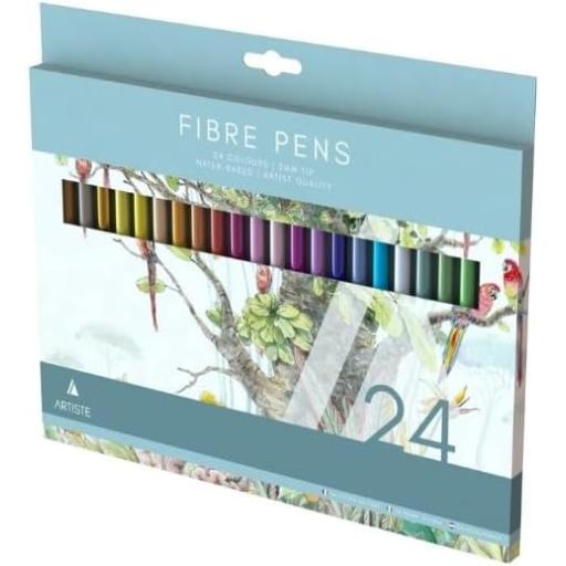 Artiste Waterbased Quality Fibre Tip Pens 3mm, Asstd Colours - Pack of 24
