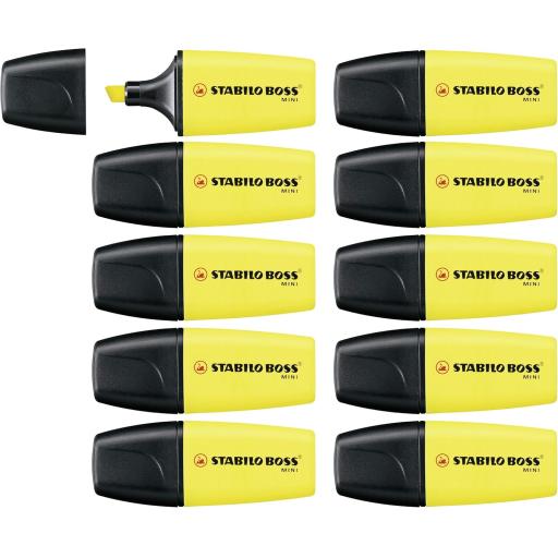 Stabilo Boss Mini Highlighter Pens, Yellow - Pack of 10