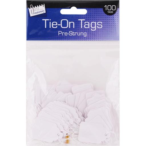 JS Pre-Strung Tie-on Tags, 25x39mm - Pack of 100