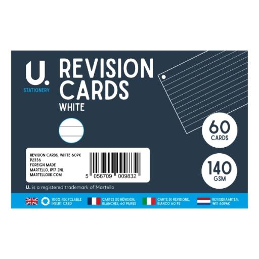 U. Revision Cards, White - Pack of 60