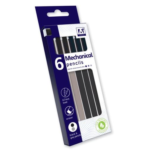 IGD Eraser-Tipped Mechanical Pencils 0.7mm - Pack of 6