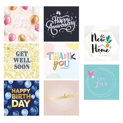 Just to Say Square Mixed Occasion Cards & Envelopes, Assorted Designs - Box of 8