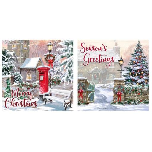 Eurowrap North Pole Luxury Christmas Cards, Winter Wishes - Box of 12