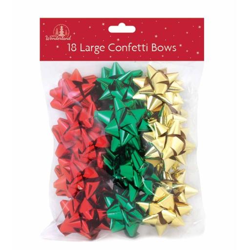 Tallon Large Confetti Bows, Assorted Colours - Pack of 18