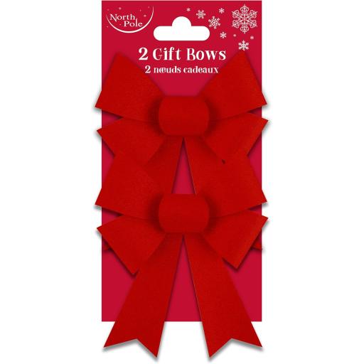 Eurowrap Velour Red Bows - Pack of 2