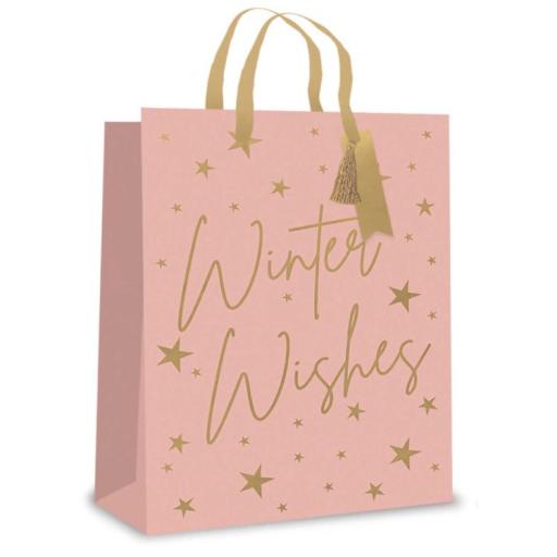 Tallon Christmas Gift Bag, Blush 'Winter Wishes' Large Size - Pack of 12