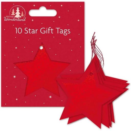 Tallon Christmas Gift Tags, Red Star - Pack of 10